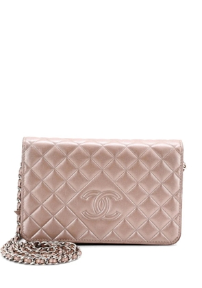 CHANEL Pre-Owned Diamond CC Wallet on Chain Quilted Lambskin crossbody bag - Metallic