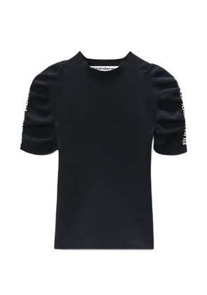 Alexander Wang ruched logo-tape T-shirt - Black