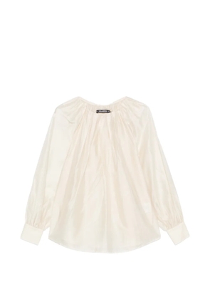 Karl Lagerfeld gathered long-sleeve blouse - Neutrals