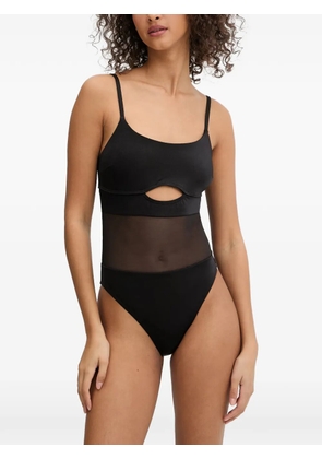 Armani Exchange cut-out mesh-panel swimsuit - Black