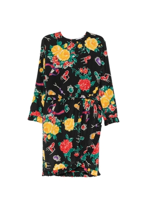 Christian Dior Pre-Owned 1990s floral-print ruffled midi dress - Black
