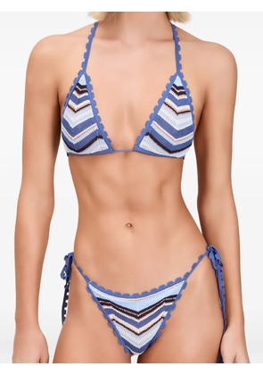 Devon Windsor chevron-knit crochet bikini - Blue