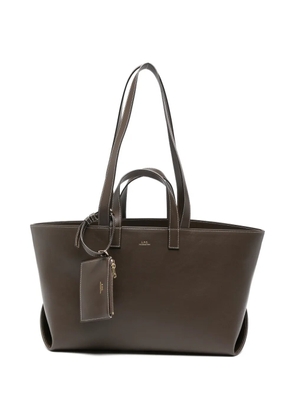 A.P.C. contrast-stitching leather tote bag - Brown