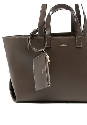 A.P.C. contrast-stitching leather tote bag - Brown