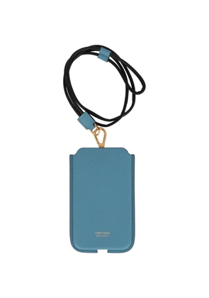 TOM FORD grained-texture detachable-strap phone case - Blue