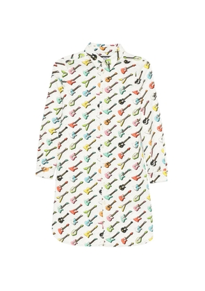 JEREMY SCOTT Pre-Owned 2010s guitar-print single-breasted coat - White
