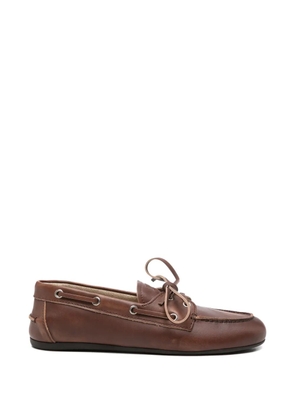 Miu Miu lace-up leather boat shoes - Brown