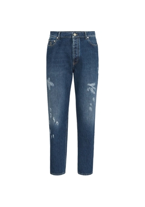 Brunello Cucinelli logo-embroidery jeans - Blue