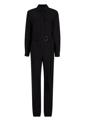 Another Tomorrow high-neck belted-waist jumpsuit - Black