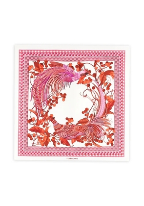 Ferragamo bird-print silk scarf - White