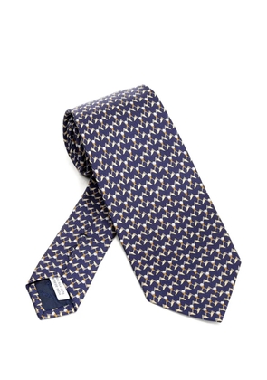 Ferragamo club-print silk tie - Blue