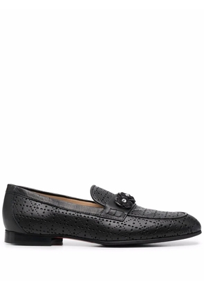 Baldinini floral-appliqué mocassins - Black