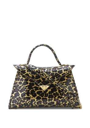 Tyler Ellis large LJ leopard-print patent leather tote bag - Neutrals