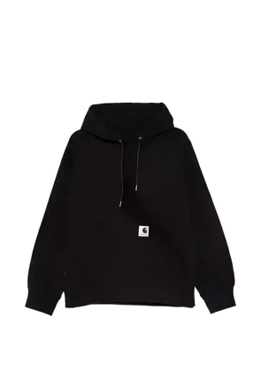 sacai x Carhartt WIP logo-patch jersey hoodie - Black