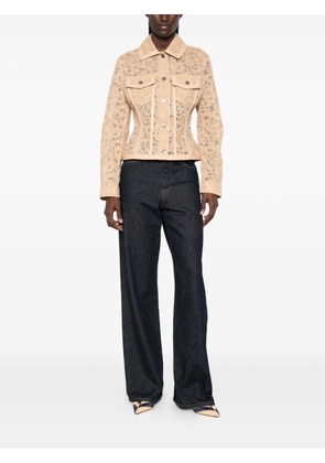 Ermanno Scervino lace leather-trim jacket - Neutrals