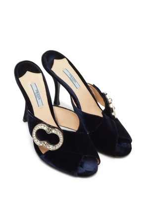 Prada Pre-Owned crystal-embellished velvet sandals - Blue