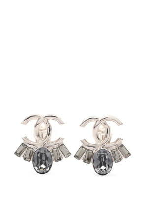 CHANEL Pre-Owned 1986-1988 Coco Mark crystal earrings - Silver