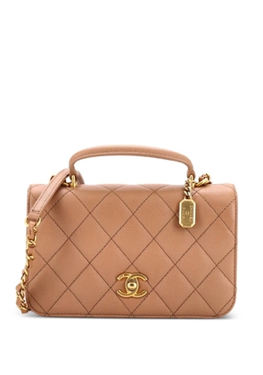 CHANEL Pre-Owned CC Top Handle Chain Full Flap Bag Quilted Caviar Small shoulder bag - Brown