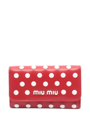 Miu Miu Pre-Owned 2010s dot-stud leather key case - Red