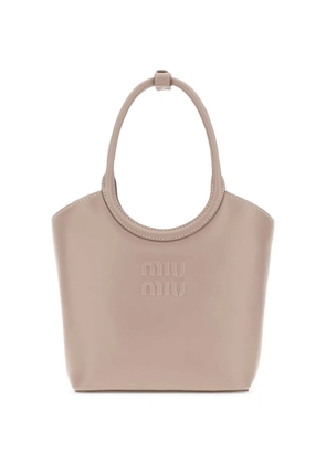Miu Miu logo-embossed leather tote bag - Neutrals