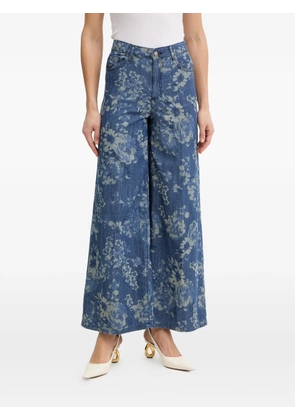 FRACOMINA floral-print palazzo pants - Blue