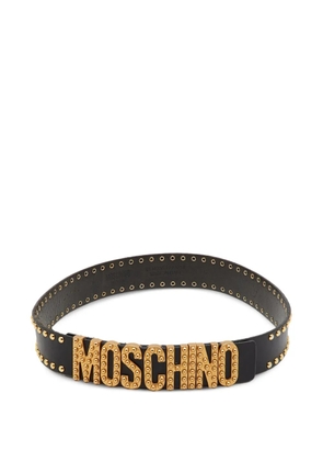 Moschino Pre-Owned studded logo buckle belt - Black