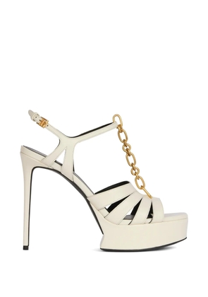 Balmain Sync platform sandals in smooth leather - Neutrals