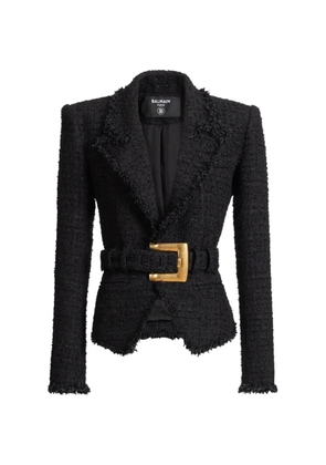 Balmain belted tweed jacket - Black