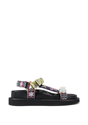 Kurt Geiger London floral-embroidered crystal-embellished sandals - Blue