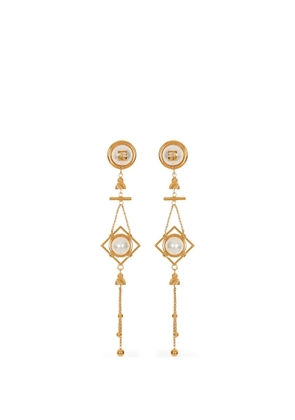 Balmain brass and pearl pendant earrings - Gold