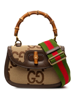 Gucci Pre-Owned 2000-2015 Small Jumbo GG Canvas Web Bamboo 1947 Top Handle Bag satchel - Neutrals
