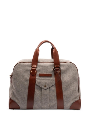 Brunello Cucinelli leather-trim holdall bag - Grey