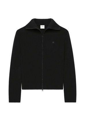 Courrèges ribbed-knit zipped cardigan - Black
