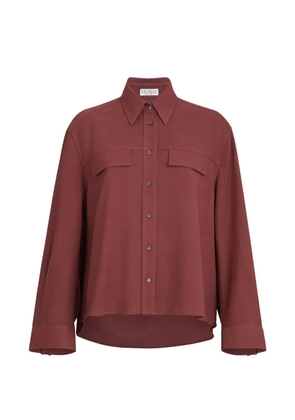 Brunello Cucinelli virgin-wool fluid twill cropped shirt - Red