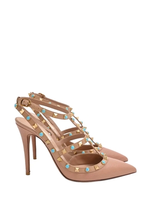 Valentino Garavani Pre-Owned Rockstud ankle strap pumps - Neutrals