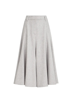 Brunello Cucinelli wool-flannel flared skirt with monili - Grey
