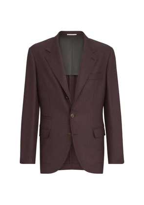 Brunello Cucinelli mouliné virgin-wool twill deconstructed blazer - Purple