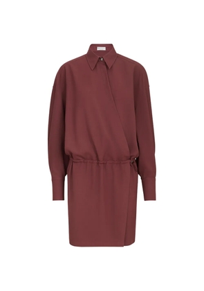 Brunello Cucinelli virgin-wool fluid twill shirt dress with monili - Red