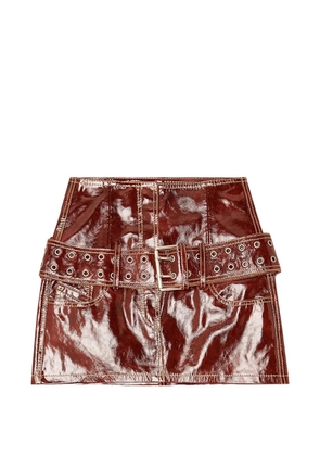 Diesel belted patent-leather mini skirt - Brown