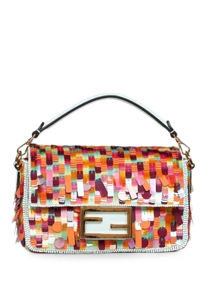 FENDI sequin-embellished leather shoulder bag - Orange