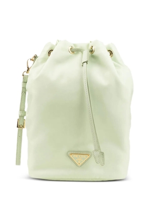 Prada logo-plaque drawstring tote bag - Green