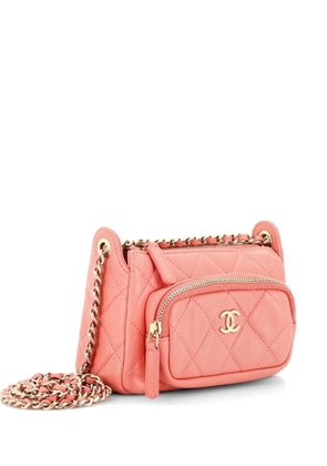 CHANEL Pre-Owned CC Front Pocket Zip Clutch with Chain Quilted Lambskin Mini shoulder bag - Pink