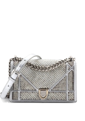 Christian Dior Pre-Owned Diorama Flap Bag Beaded Leather Small shoulder bag - Silver