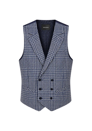RAMON SANJURJO double-breasted check-pattern waistcoat - Blue