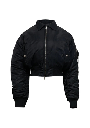 Hache cropped ruched-sleeve bomber jacket - Black