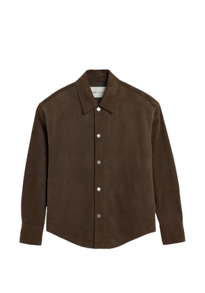 AMI Paris goat-leather buttoned overshirt - Brown