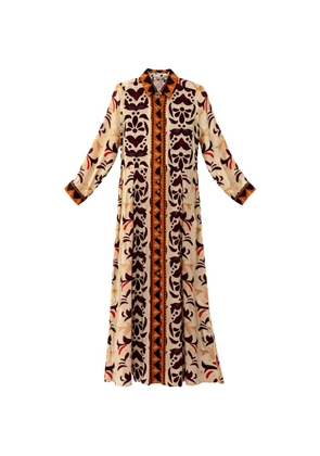 PAHIESA FORMENTERA graphic-print maxi shirt dress - Neutrals