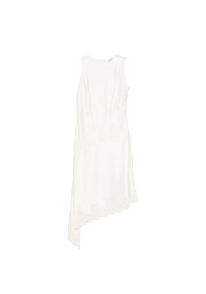 SANDRO lace-trim asymmetric midi dress - Neutrals