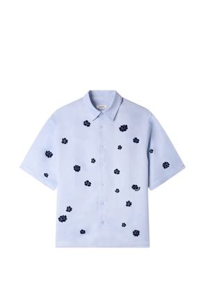 SANDRO flock-print floral-pattern shirt - Blue