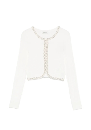 SANDRO rhinestone-embellished faux-pearl cardigan - White